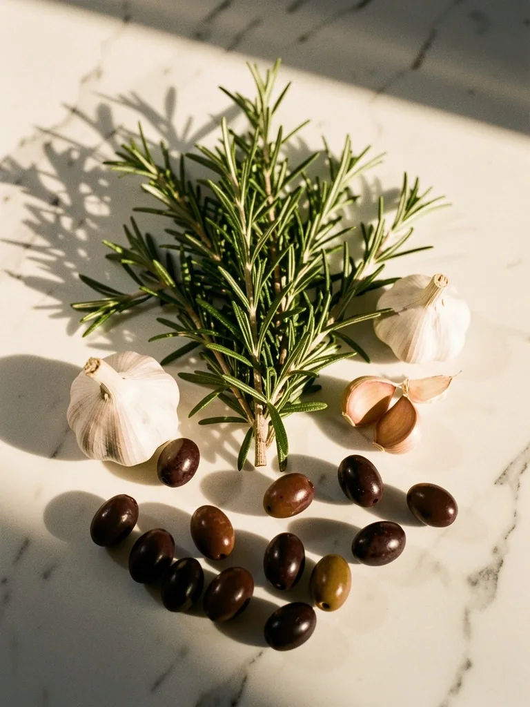 Bodegón de ingredientes mediterráneos